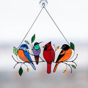 Vögel Glasmalerei Fensterbehänge🎁Muttertag Absatzförderung🐦
